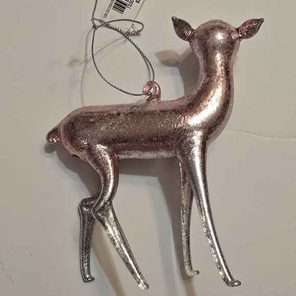 Holiday Lane Sugar Plum Pink Glass Reindeer Ornament 4.25" - Picture 3 of 3